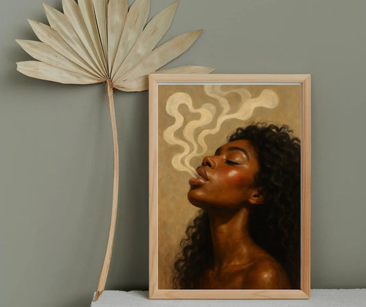 African American Gloss on Lips |  Poster with Smoke Art |  abstract smoke designs. Perfect for celebrating Black culture & beauty | Digital